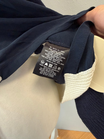 Moth S blue/cream COTTON/SILK Hooded stripe Fll Zip
