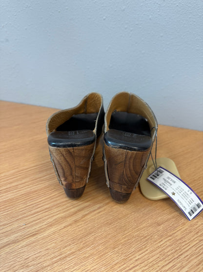 Bed|Stu 8.5 Black Gen. leather wedge sandal w/ wood wedge
