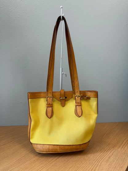 Dooney & Bourke Yellow Canvas/leather shoulder bag w/ gold hardware