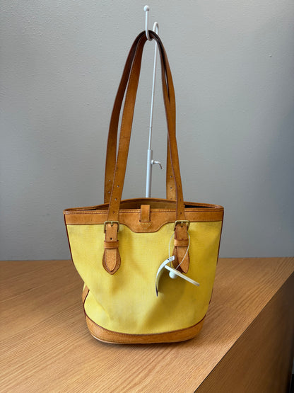 Dooney & Bourke Yellow Canvas/leather shoulder bag w/ gold hardware