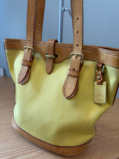 Dooney & Bourke Yellow Canvas/leather shoulder bag w/ gold hardware