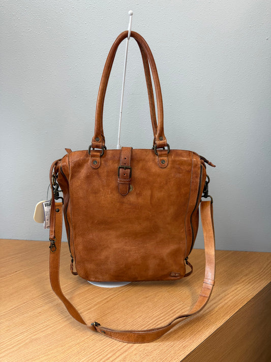 Bed|Stu Tan Gen. leather tall Xbody/shoulder bag w/ zips