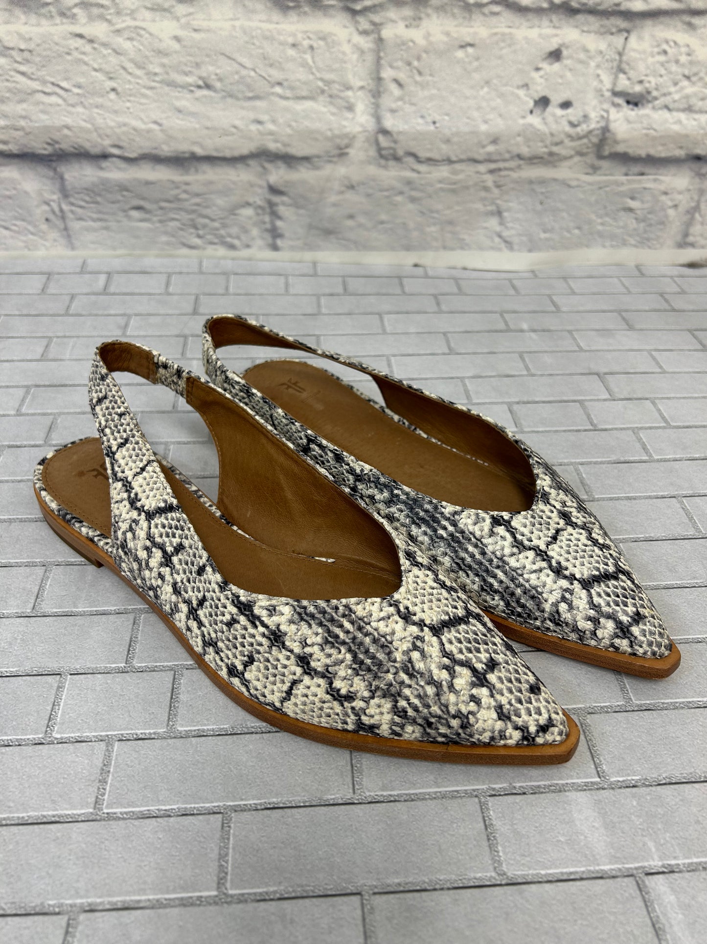 Frye "Kenzie Snake-Embossed Slingback" Flats