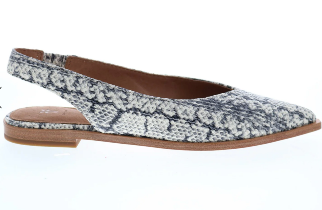 Frye "Kenzie Snake-Embossed Slingback" Flats