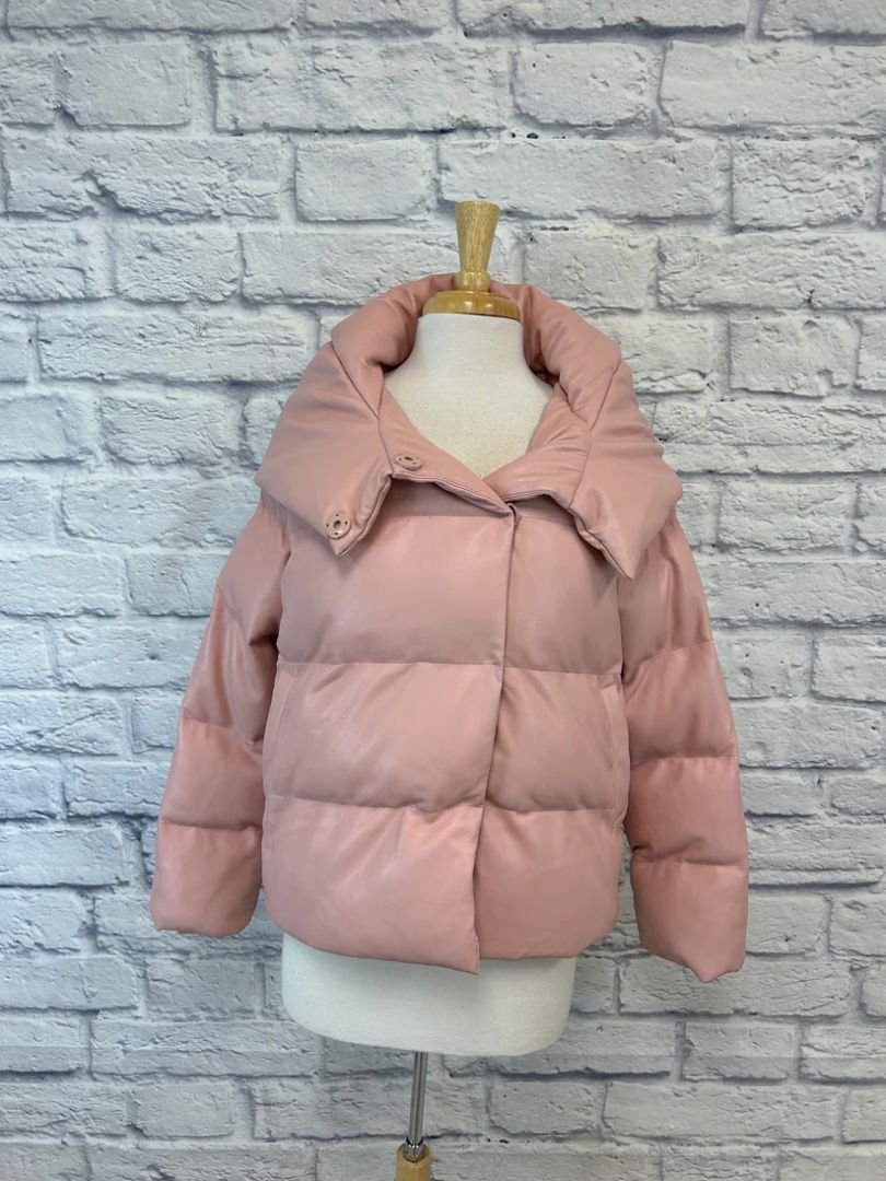 Jakke Patricia quilted Faux Leather Hooded Jacket NWT