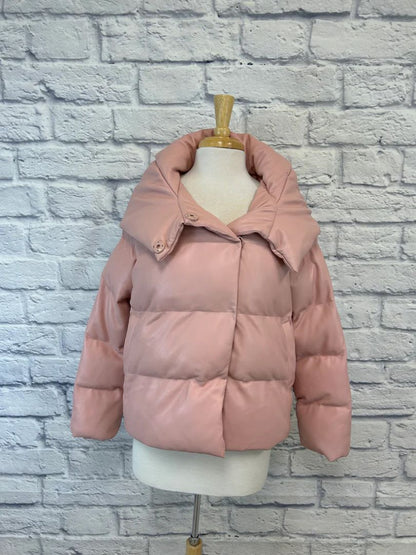 Jakke Patricia quilted Faux Leather Hooded Jacket NWT