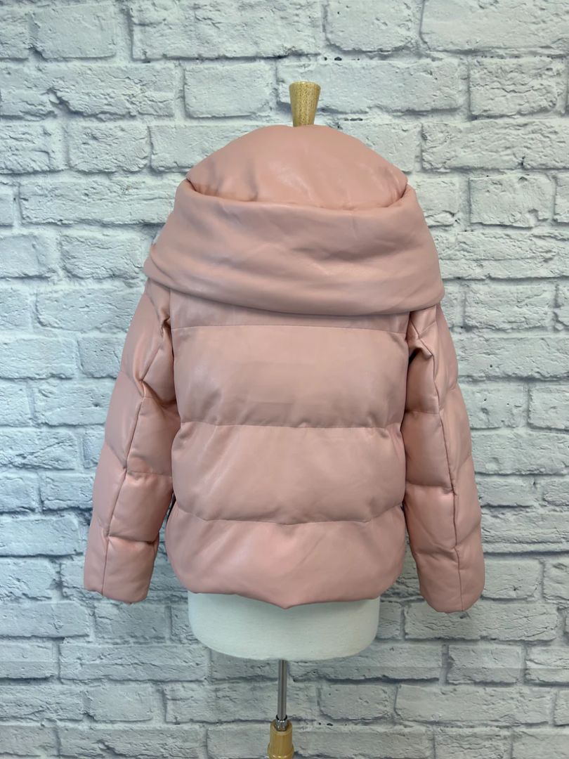 Jakke Patricia quilted Faux Leather Hooded Jacket NWT