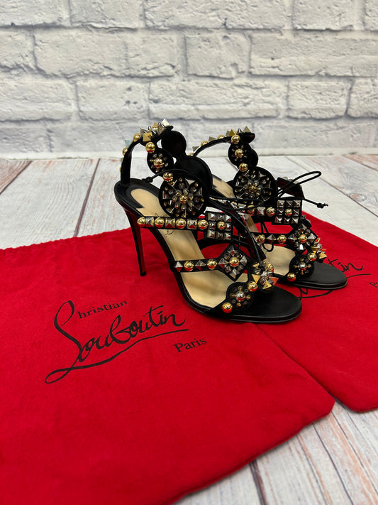 Christian Louboutin "Kaleikita Spiked Lace-Up Red Sole Sandal"