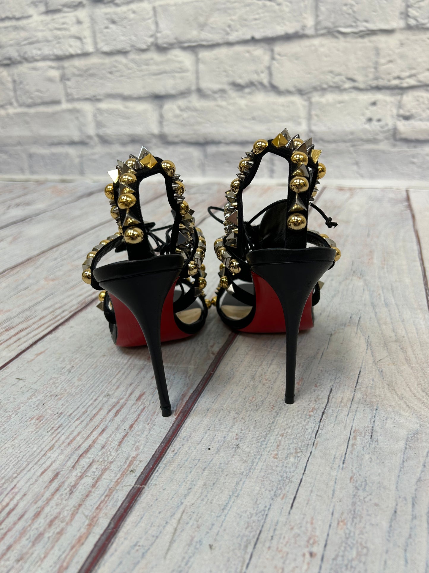 Christian Louboutin "Kaleikita Spiked Lace-Up Red Sole Sandal"