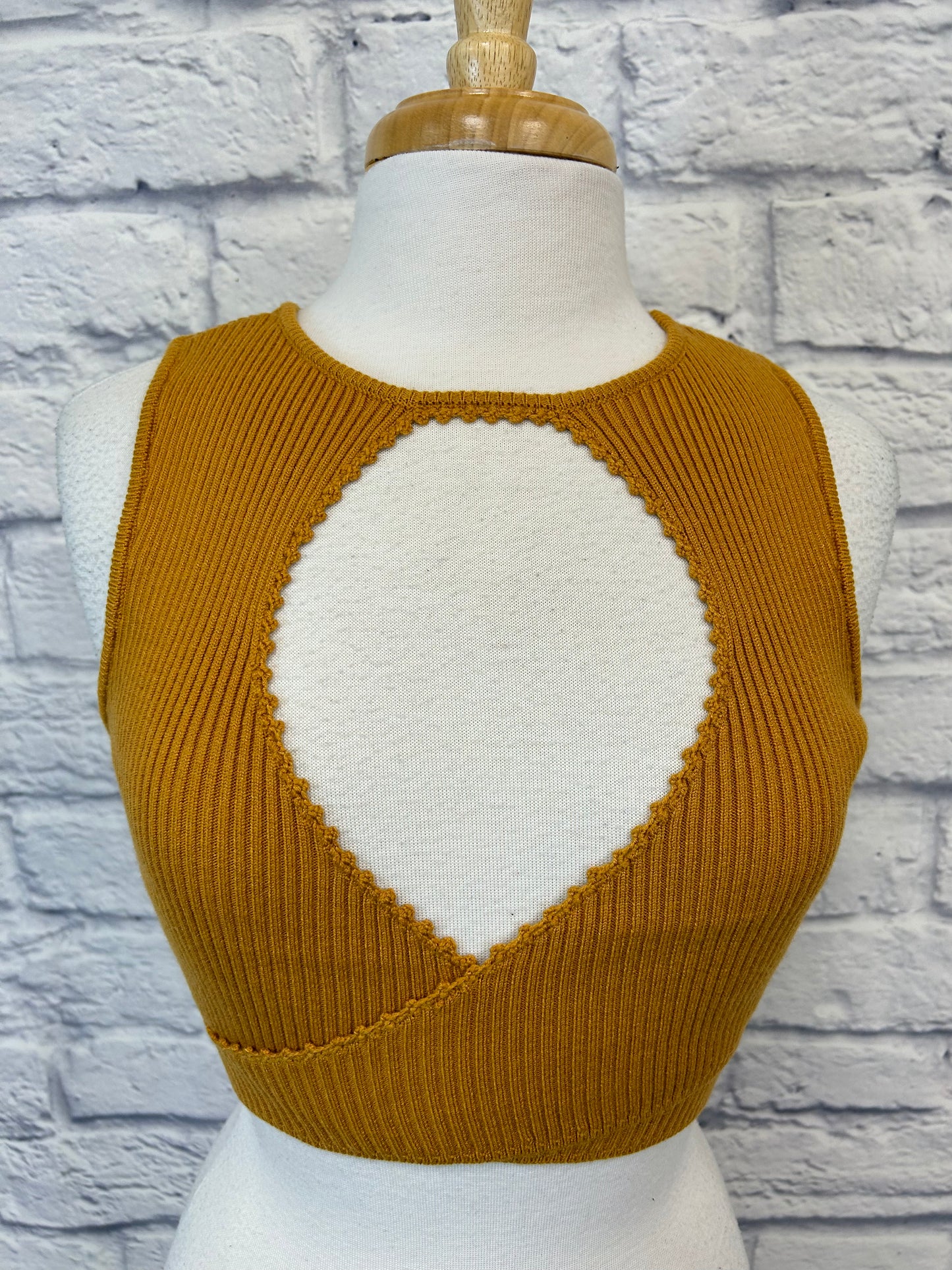 For Love & Lemons "Yellow Knit Wrap-Around Tank"