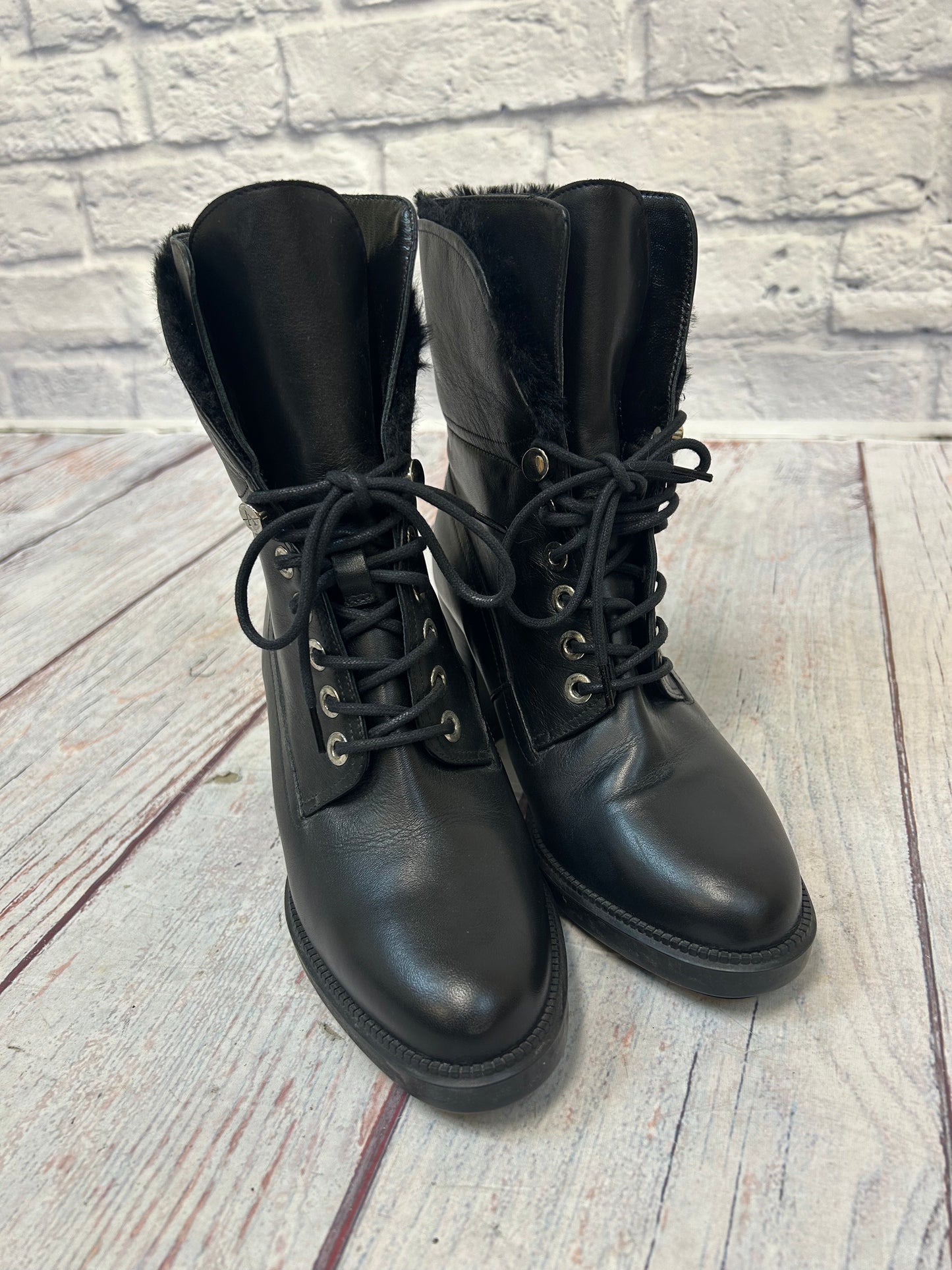 Aquatalia "Black Leather Fur Lined Boots"