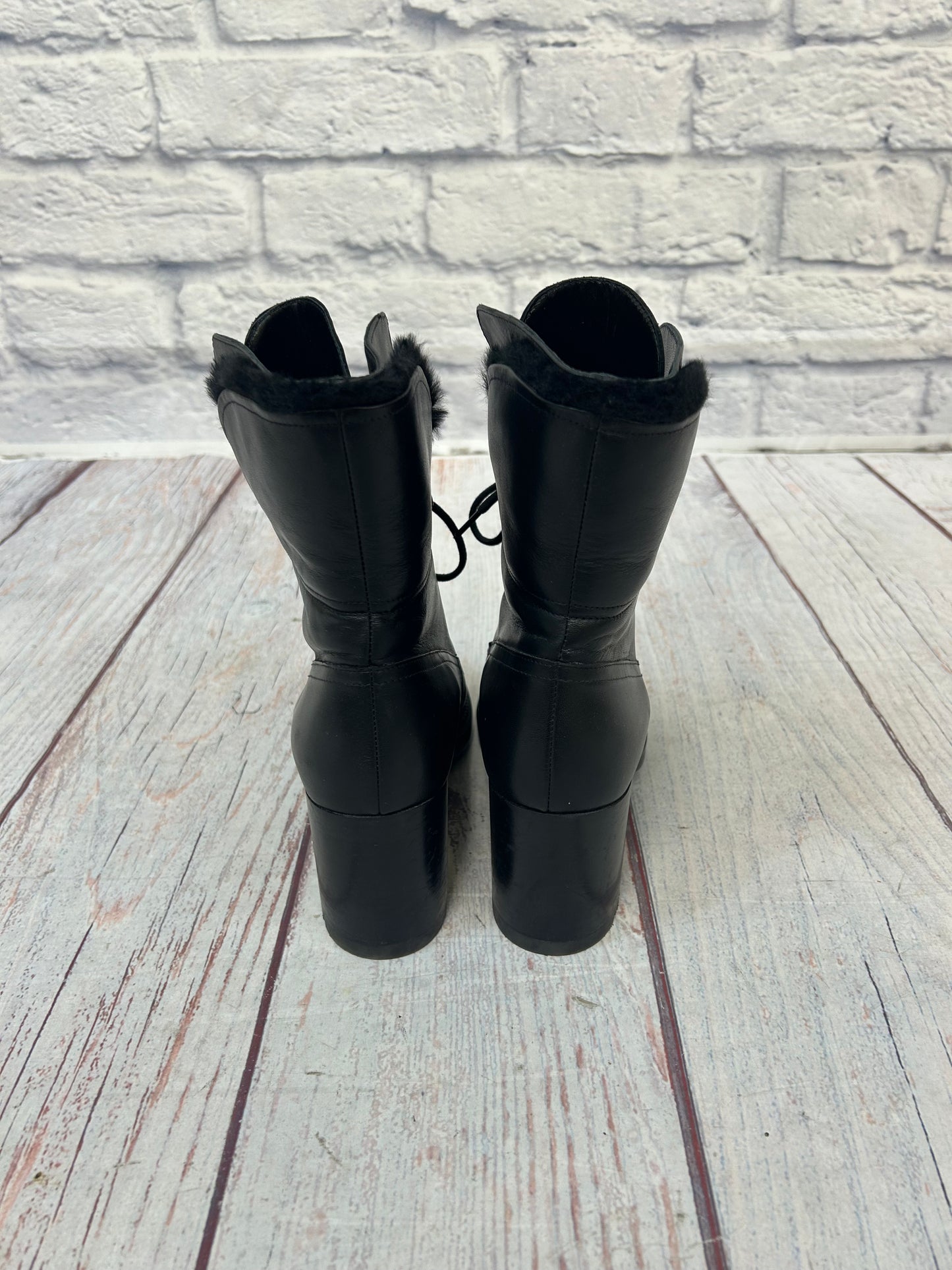 Aquatalia "Black Leather Fur Lined Boots"