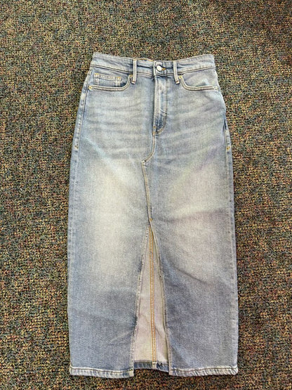 Good American Denim Front Slit Skirt