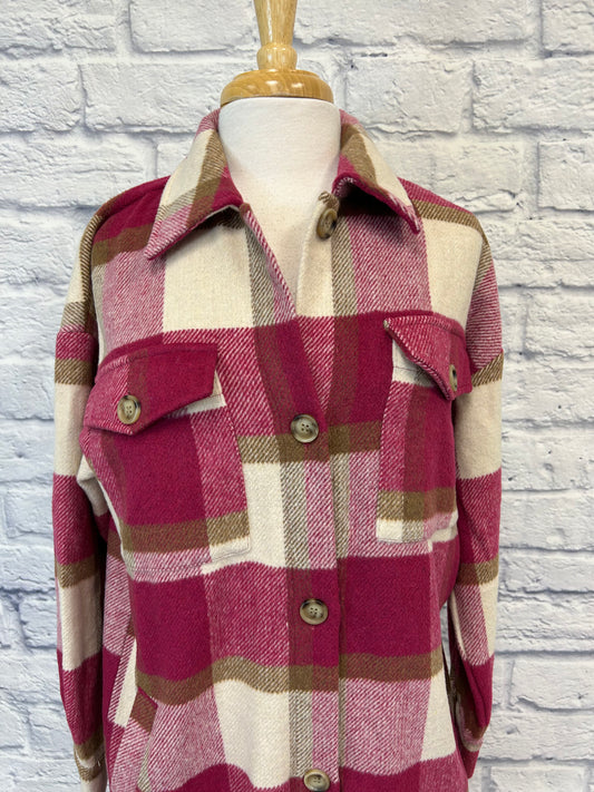 The Nines "Pink Plaid Shacket"