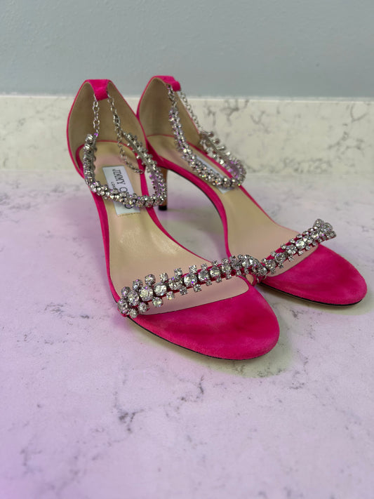 Jimmy Choo "Shiloh 100 Crystal Embellished High-Heel Sandal"