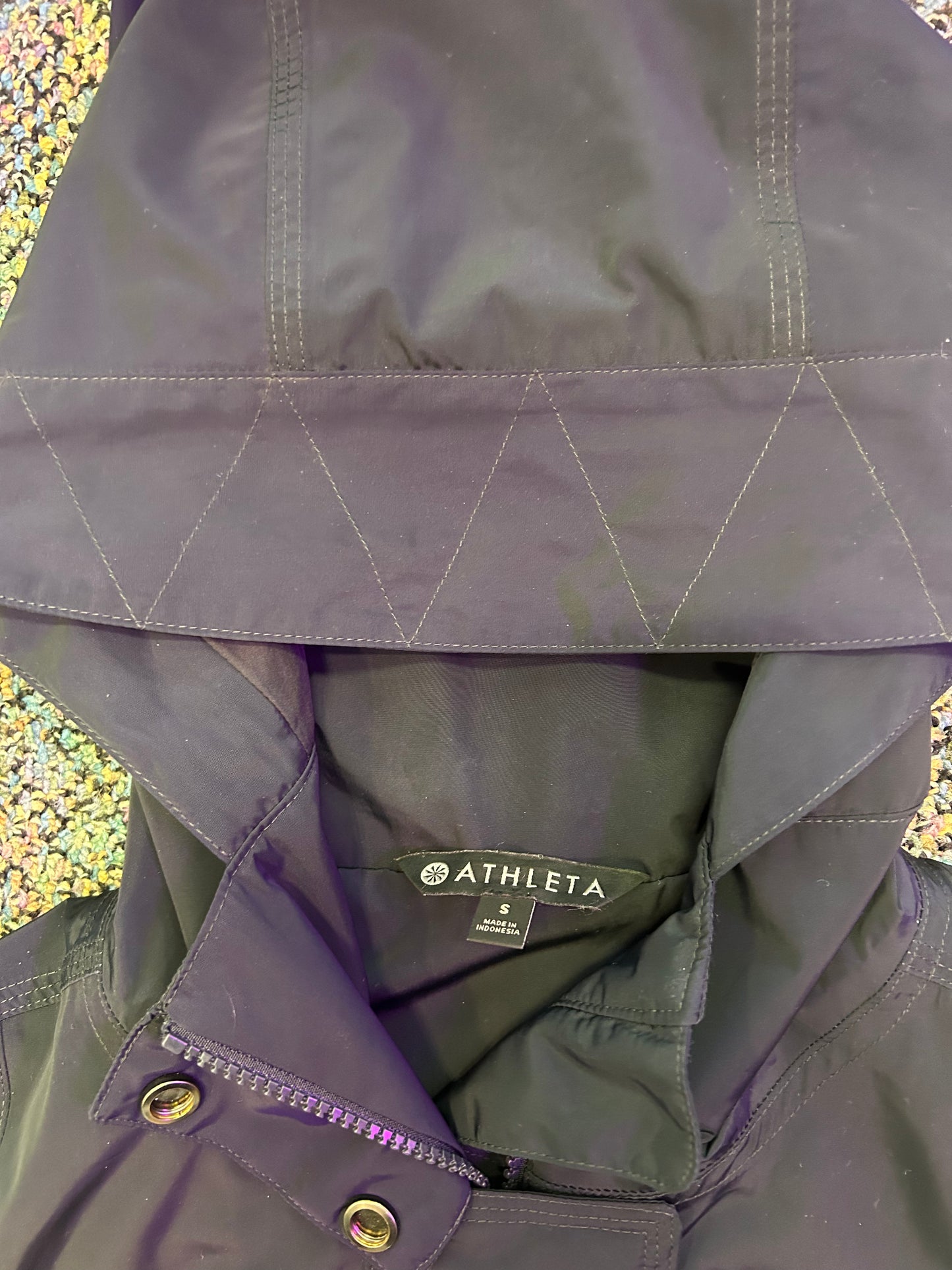 Athleta "Ballard Waterproof Rain Hooded Parka Coat"