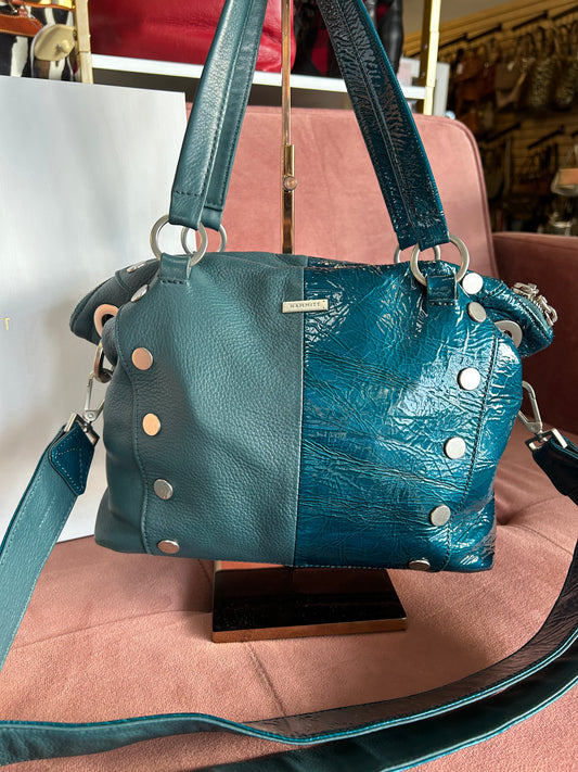 Hammitt "Daniel Med. Dipped Teal/Brushed Silver Crossbody Bag"