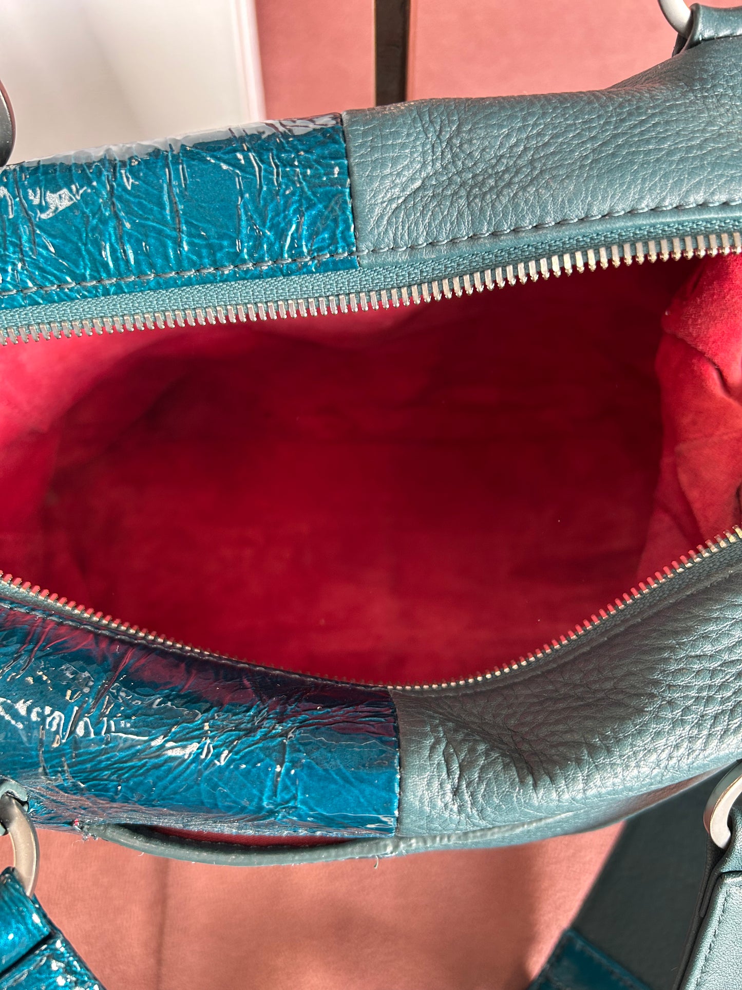 Hammitt "Daniel Med. Dipped Teal/Brushed Silver Crossbody Bag"