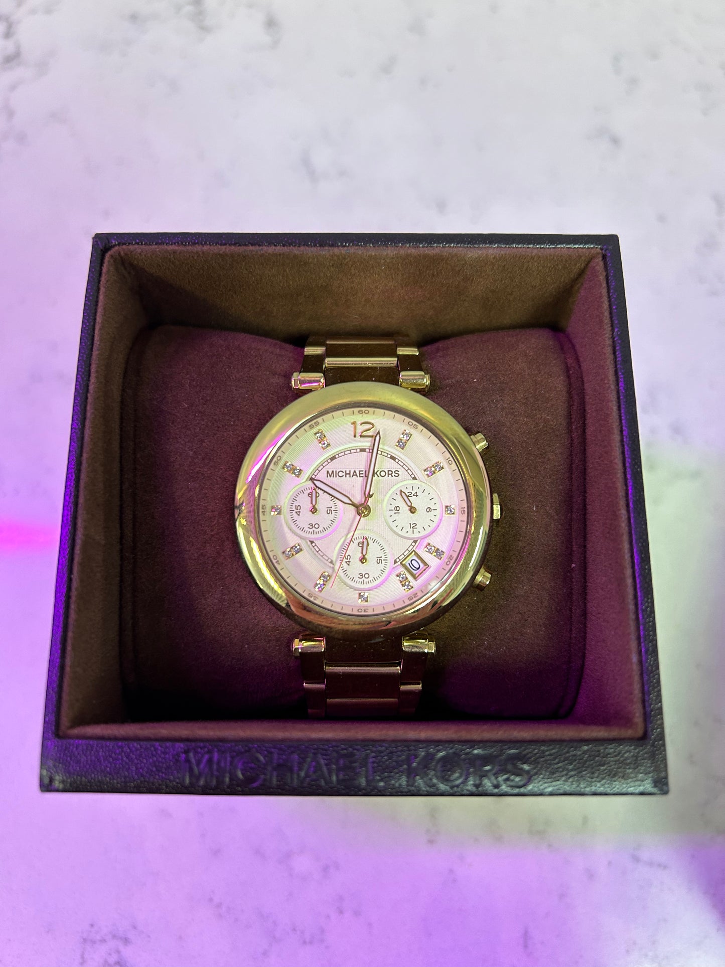 Michael Kors "Oversized Runway Gold Tone Watch"