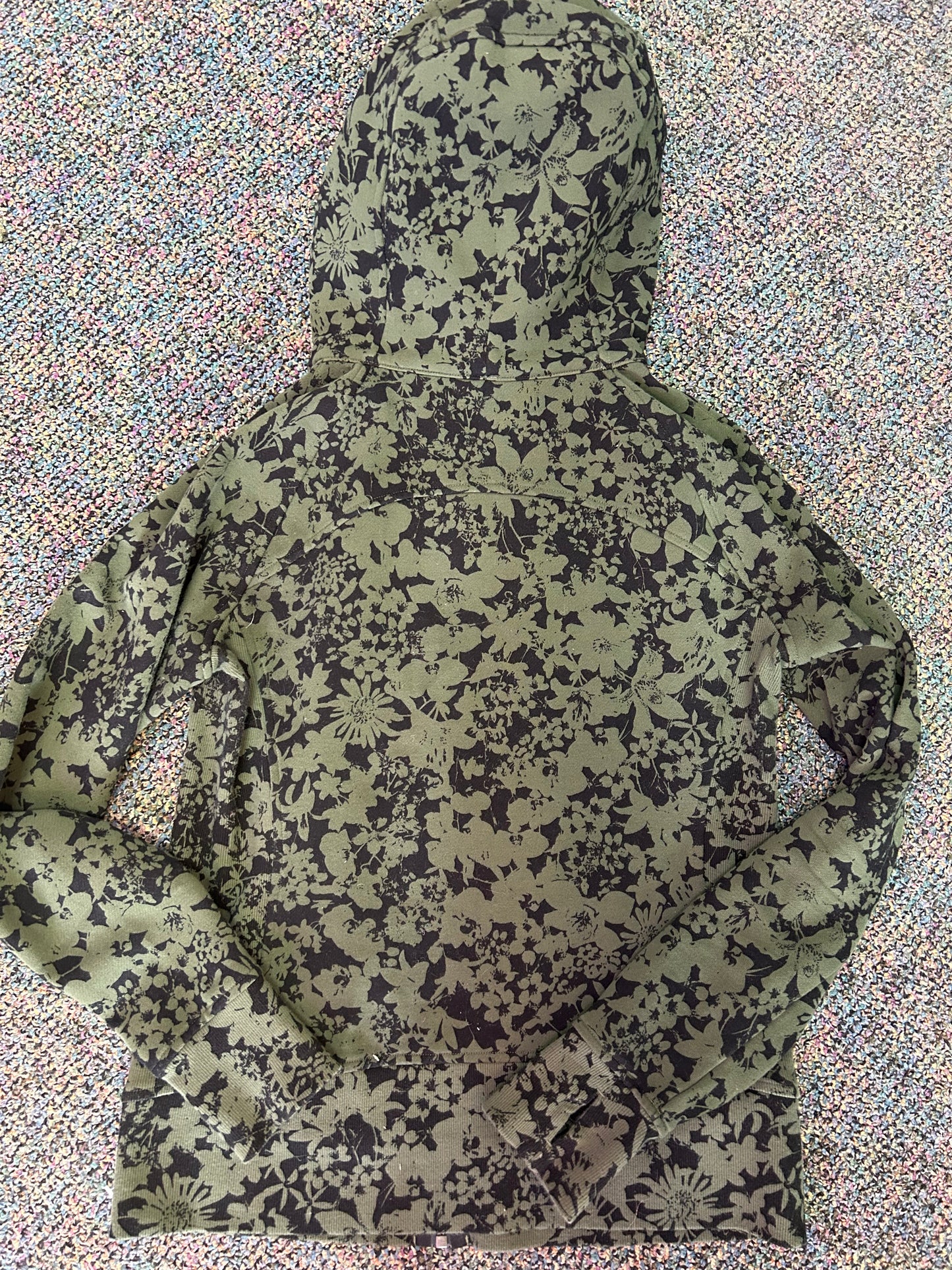 Lululemon "Green and Black Floral Scuba Full Zip"