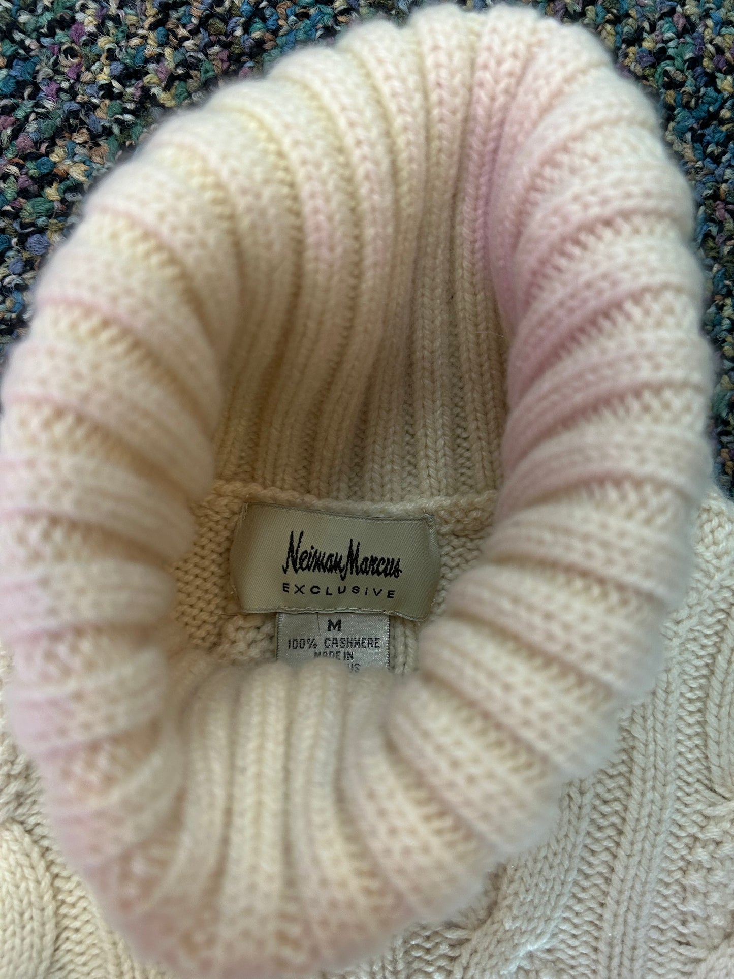 Neiman Marcus "Cream Cable-Knit Cashmere Turtleneck"