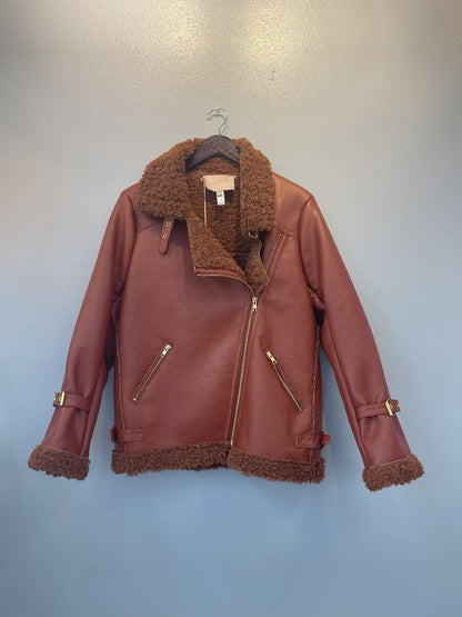 Hutch Faux Leather & Sherpa Coat