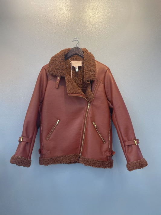 Hutch Faux Leather & Sherpa Coat