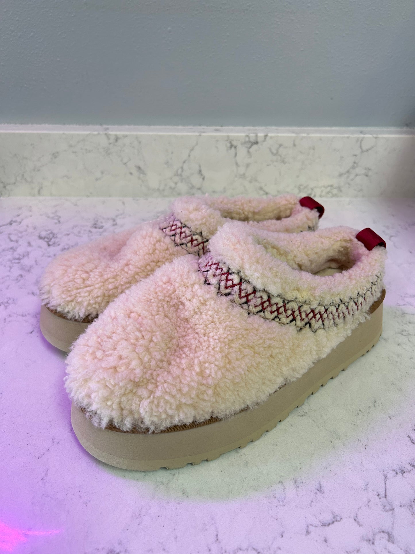 Ugg "Tazz Shearling Braided Flatform Slippers"