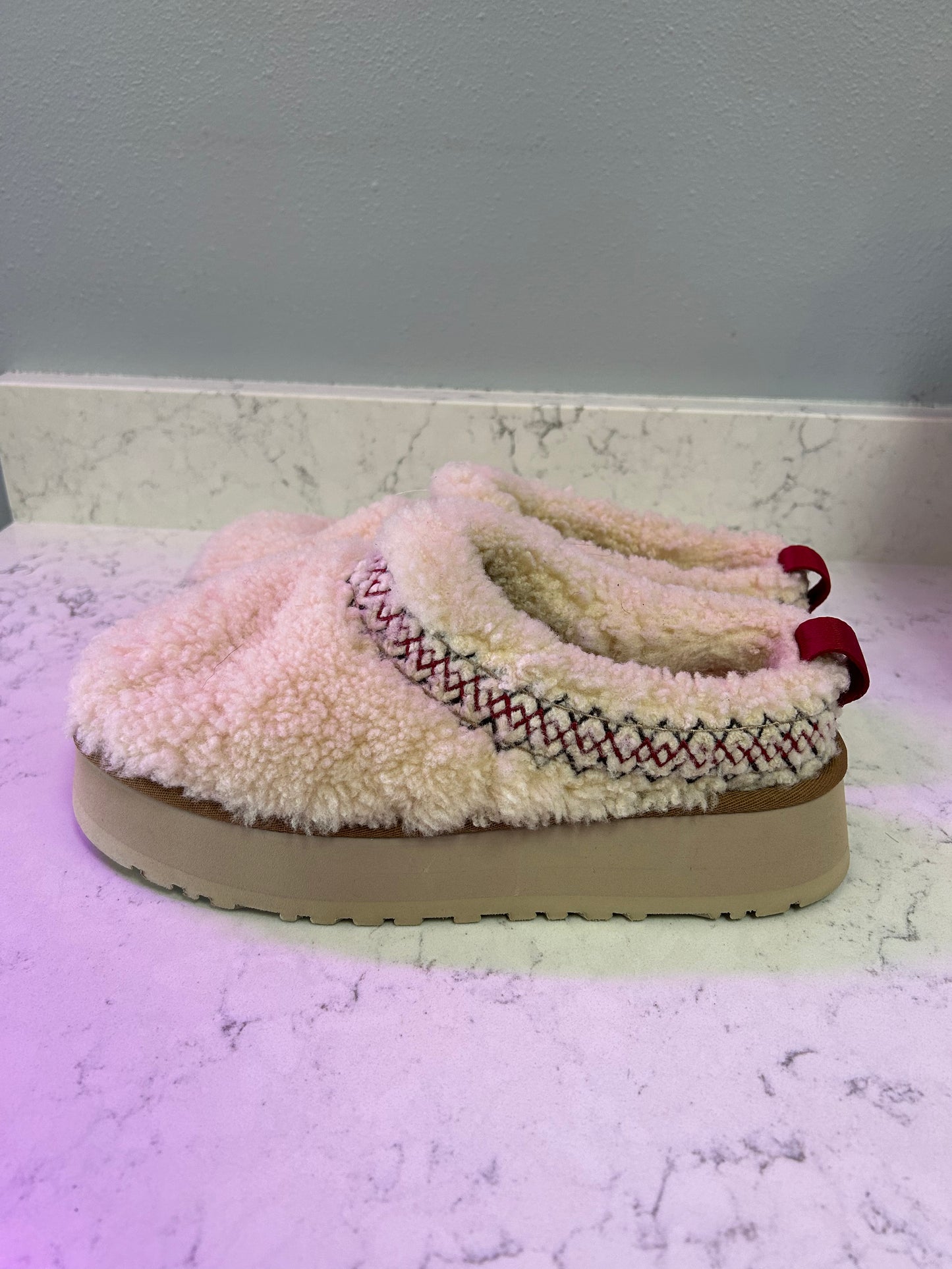 Ugg "Tazz Shearling Braided Flatform Slippers"