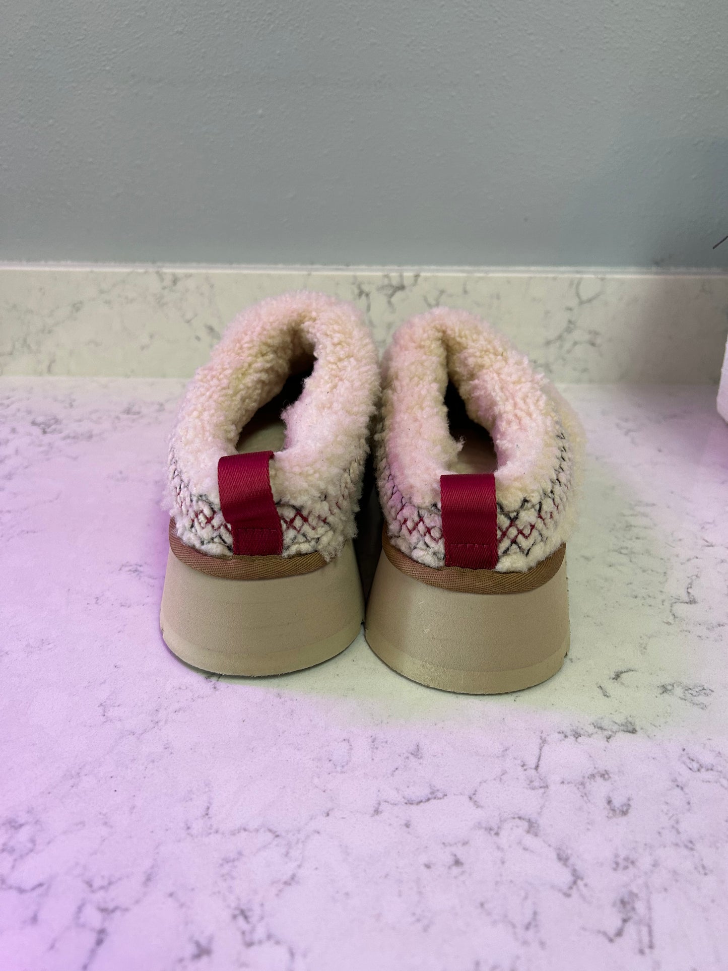 Ugg "Tazz Shearling Braided Flatform Slippers"