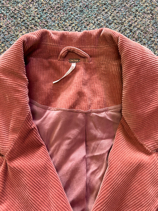 Free People "Pink Corduroy Belted Blazer"