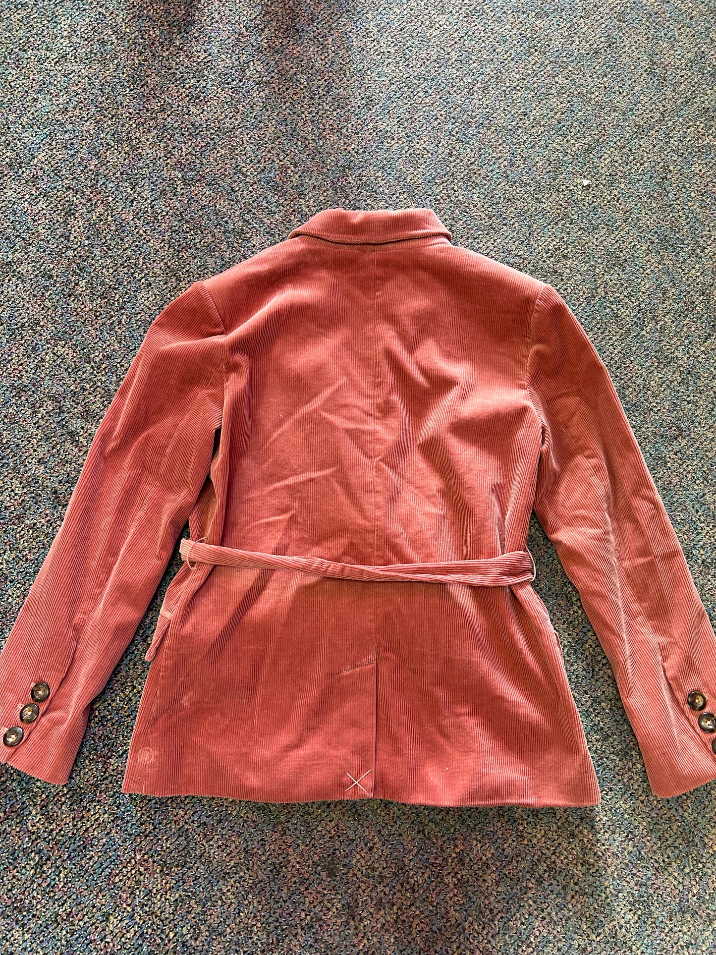 Free People "Pink Corduroy Belted Blazer"