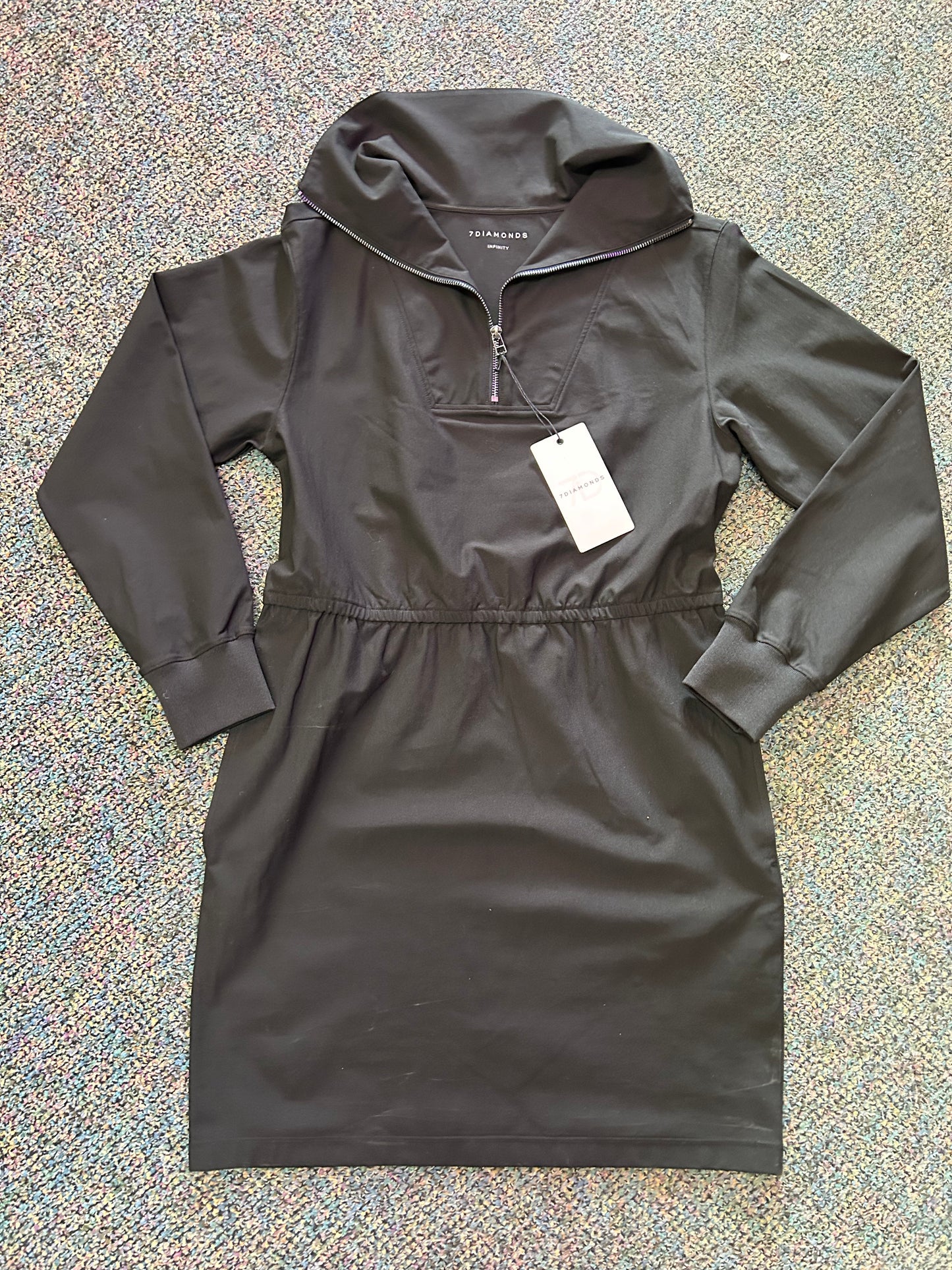 7 Diamonds "Black Zip-Up Exercise Dress"