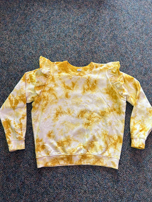 Clare V "Marigold Ruffled Tie-Dye Sweatshirt"