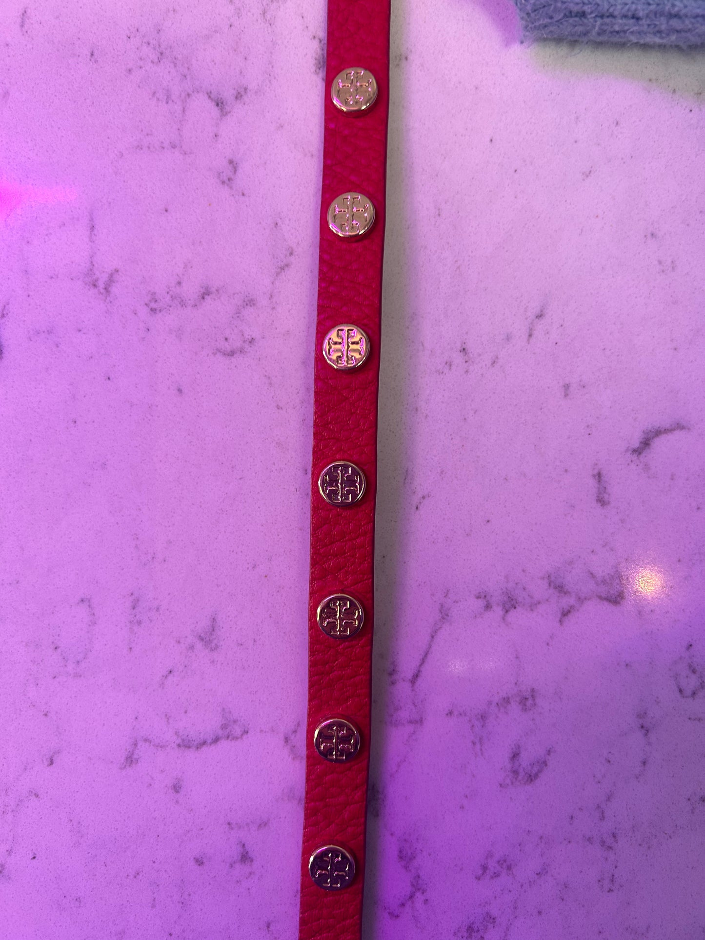 Tory Burch "Red Logo Leather Wrap Bracelet"