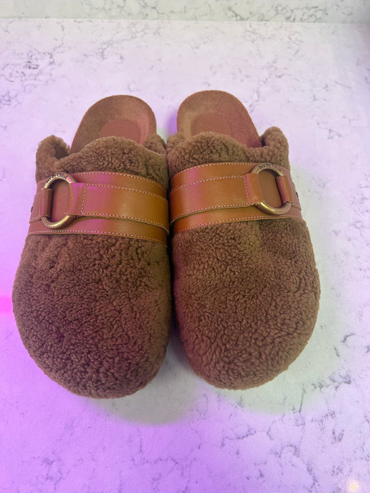 See By Chloe "Gema Embellished Leather-Trimmed Shearling Slippers"