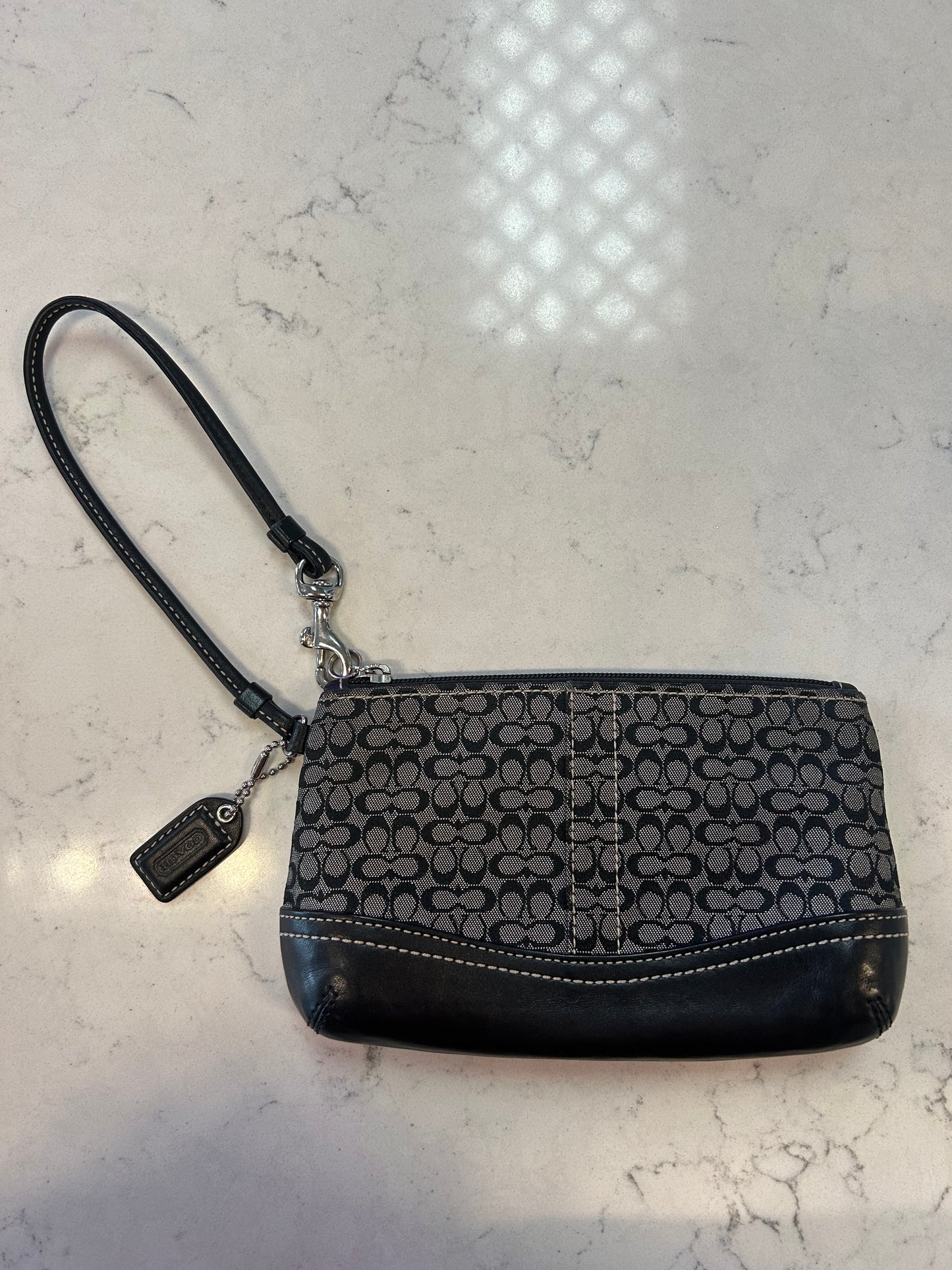 Coach "Gray Signature Logo Wristlet"