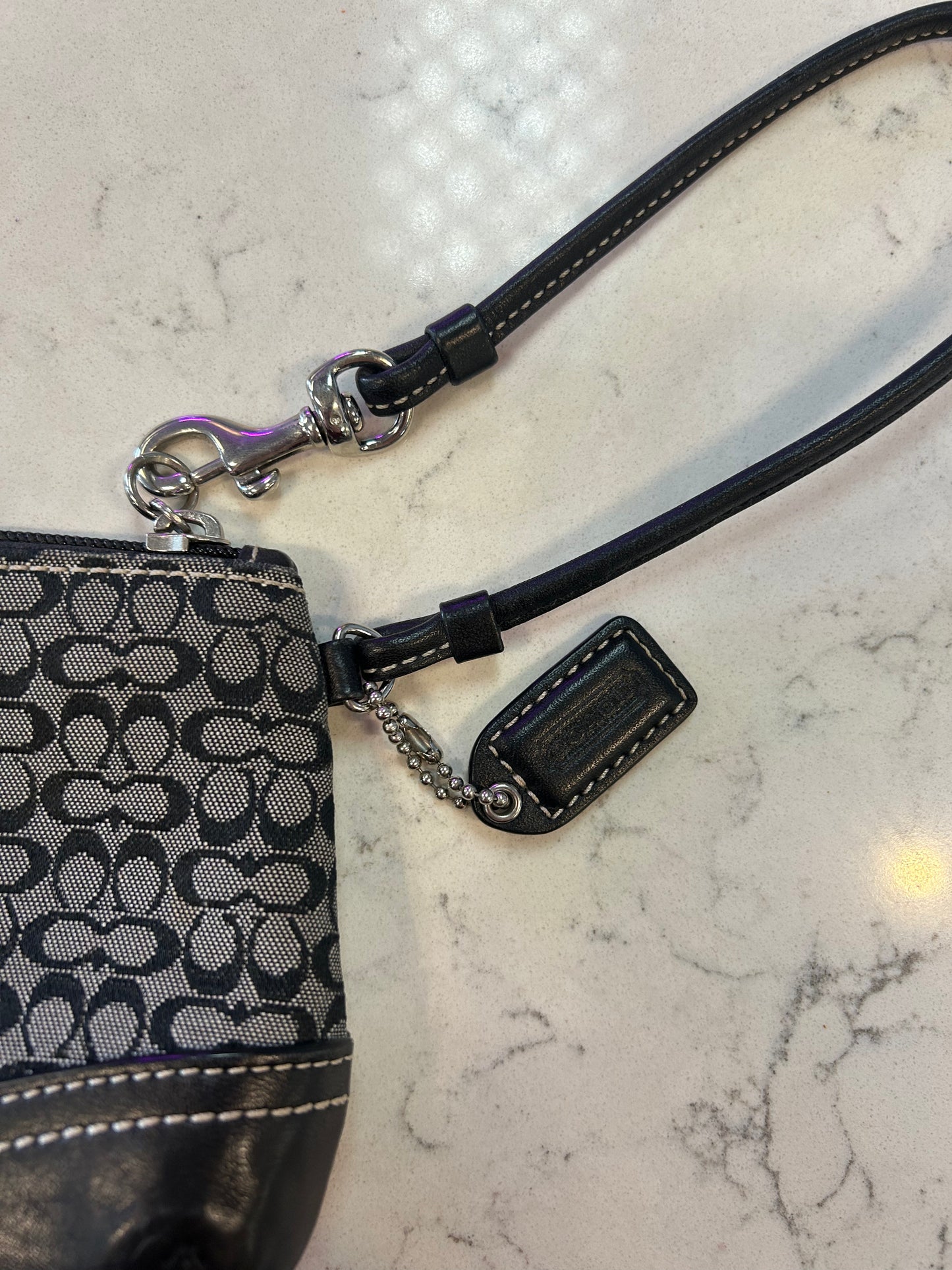 Coach "Gray Signature Logo Wristlet"