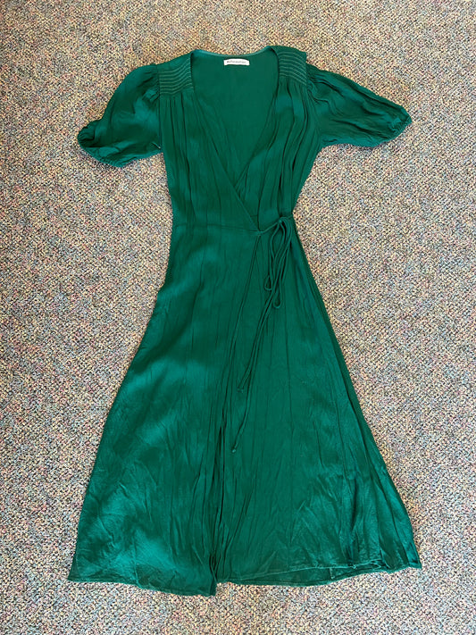 Reformation "Layley Wrap Dress in Emerald Green"