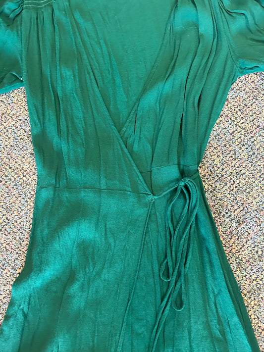 Reformation "Layley Wrap Dress in Emerald Green"