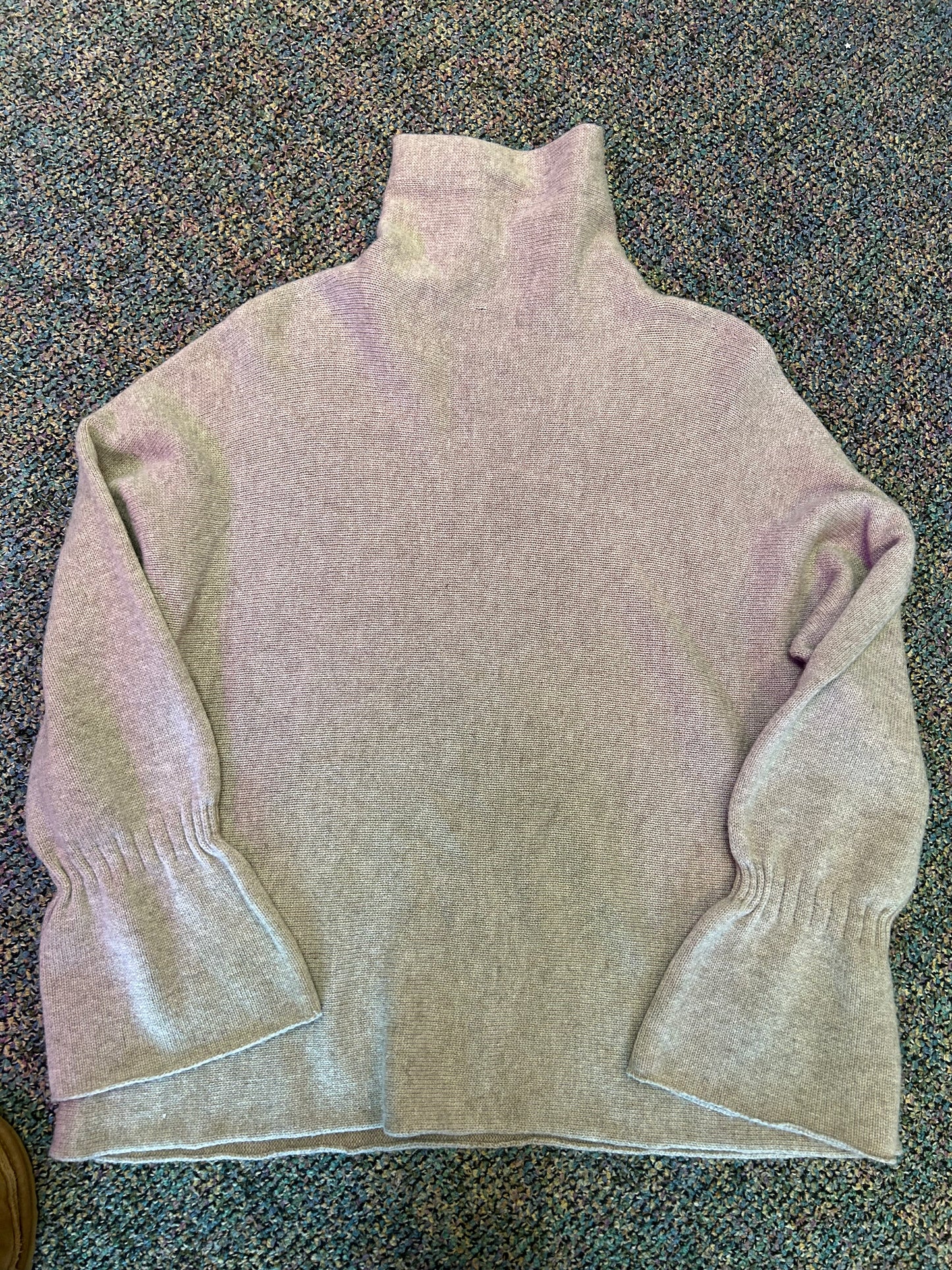 Margaret O'Leary "Cashmere Brown Taupe Bell Sleeve Turtleneck Sweater"