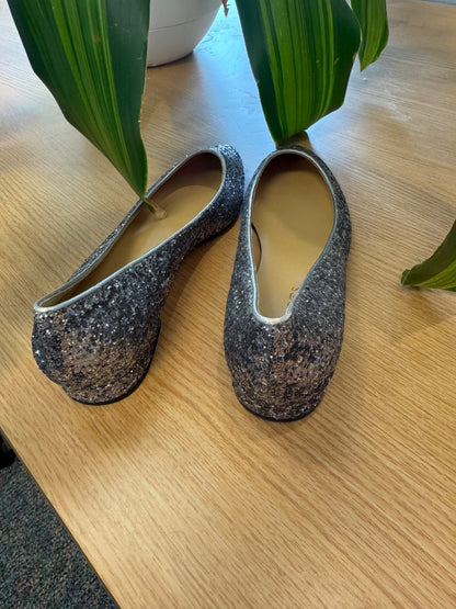 Talbots 9 Silver NWOB Sparkle  Almond toe Flats
