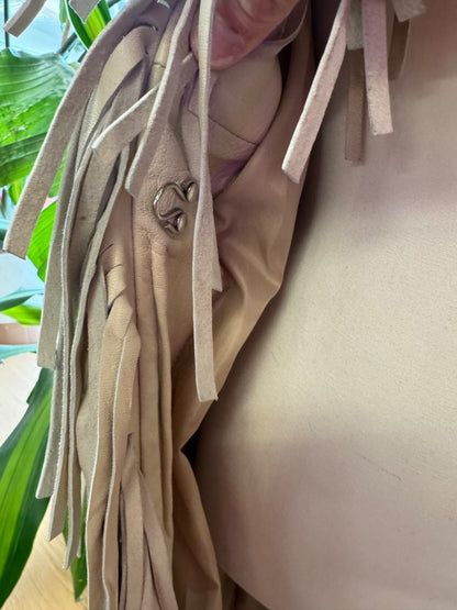 Blucid XS Tan fringe midi jacket w/ laces