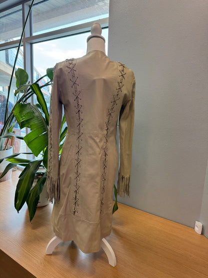 Blucid XS Tan fringe midi jacket w/ laces