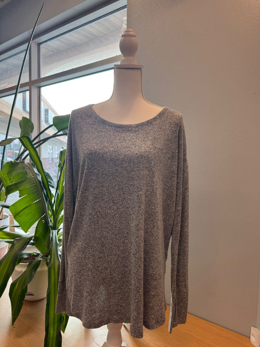 Athleta L Gray heathered Ucut LS OT