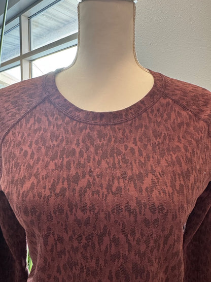 Athleta M Red cheetah print LS crewneck