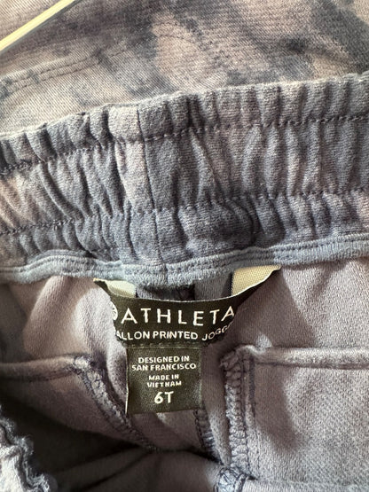 Athleta 6T Purple patterned slip on jogger w/ ties