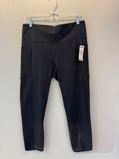 Athleta L Black crop legging w/ pattern panel sides