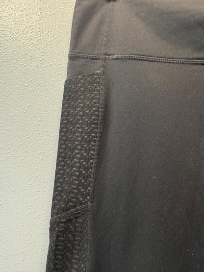 Athleta L Black crop legging w/ pattern panel sides