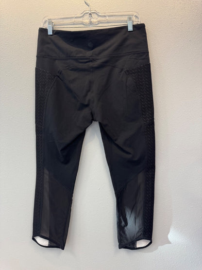 Athleta L Black crop legging w/ pattern panel sides